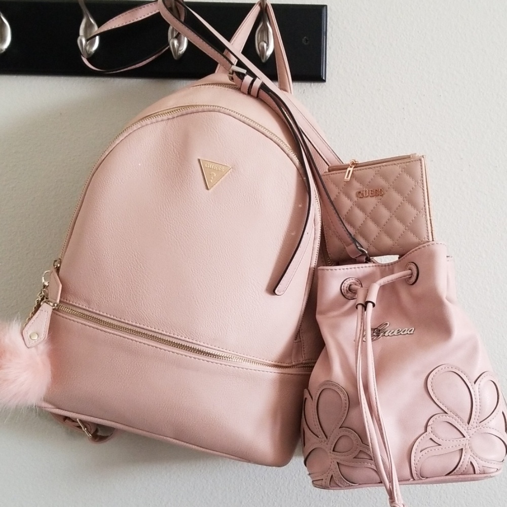GUESS Backpack, Bucket Purse and Wallet Set Blush